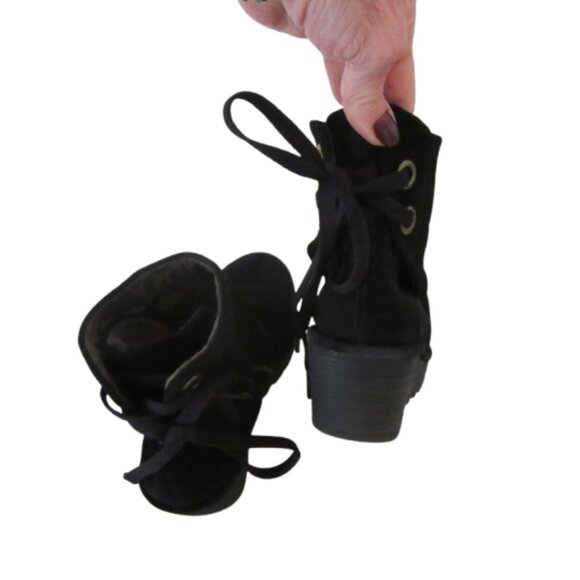 Fly London Yama Back Suede Wedge Ankle Lace Up Booties Size 37 - Picture 4 of 9